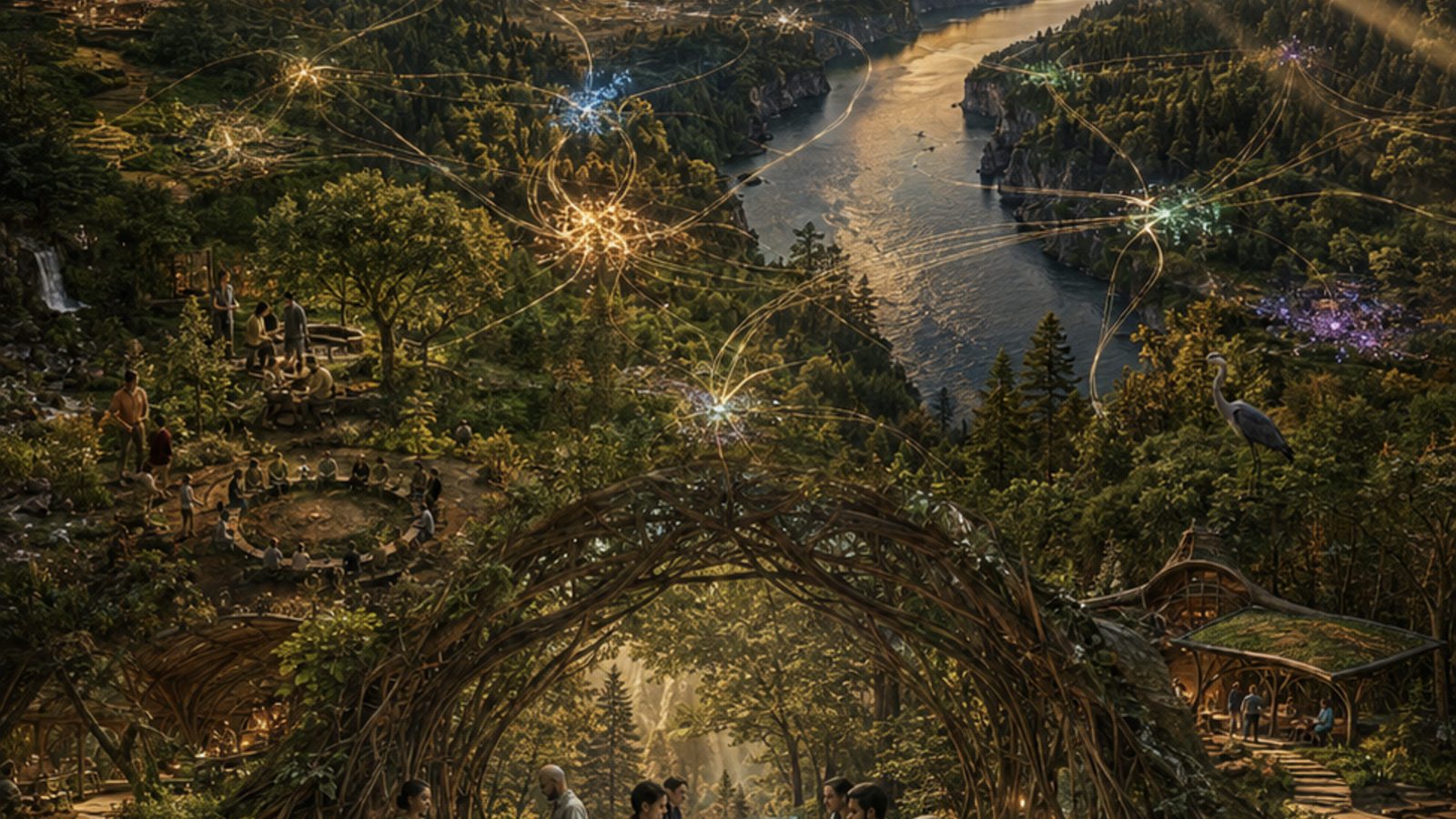 The Columbia River Gorge threaded with a network of light — from the workshop's save-the-date